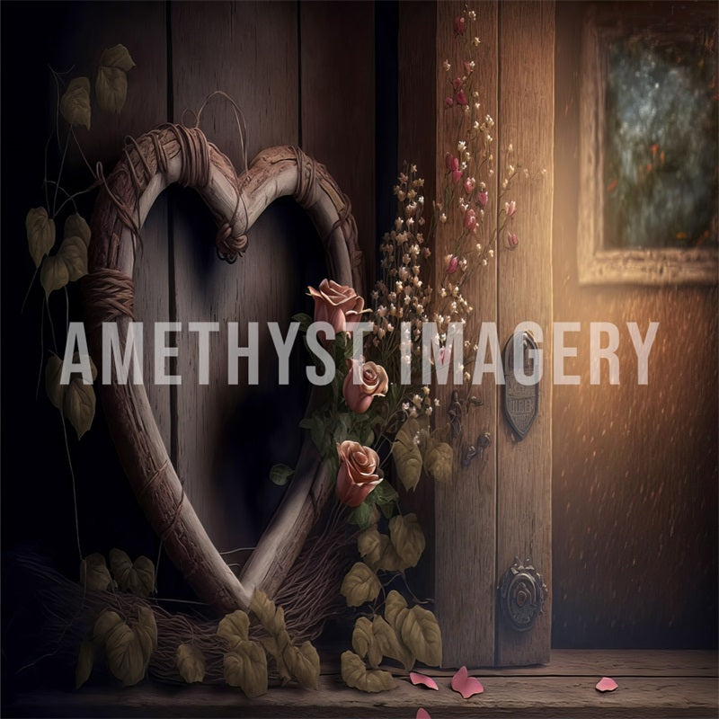 Kate Rustic Rose Heart Backdrop Designed by Angela Marie Photography - Kate Backdrop AU