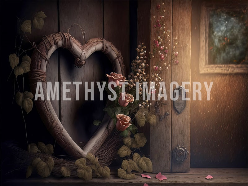 Kate Rustic Rose Heart Backdrop Designed by Angela Marie Photography - Kate Backdrop AU