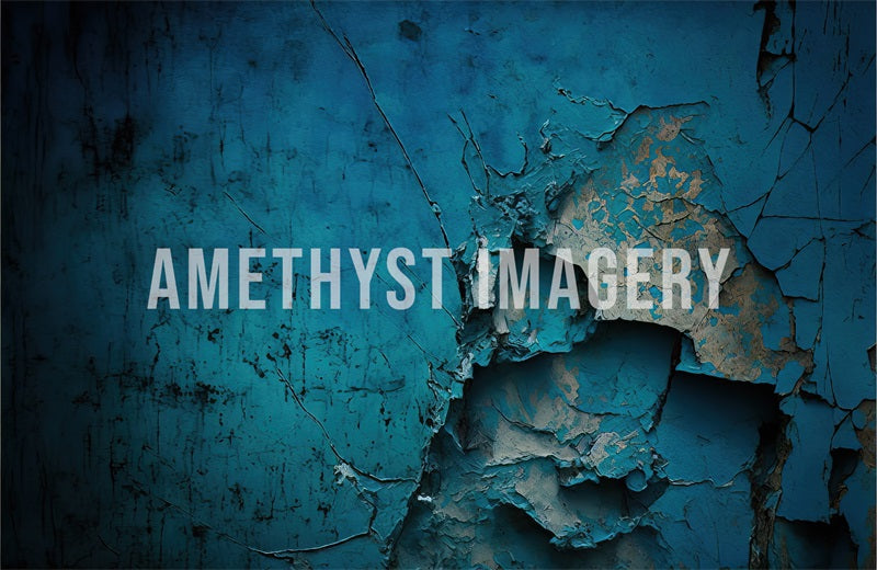 Kate Blue Paint Cracked Wall Backdrop Designed by Angela Marie Photography - Kate Backdrop AU