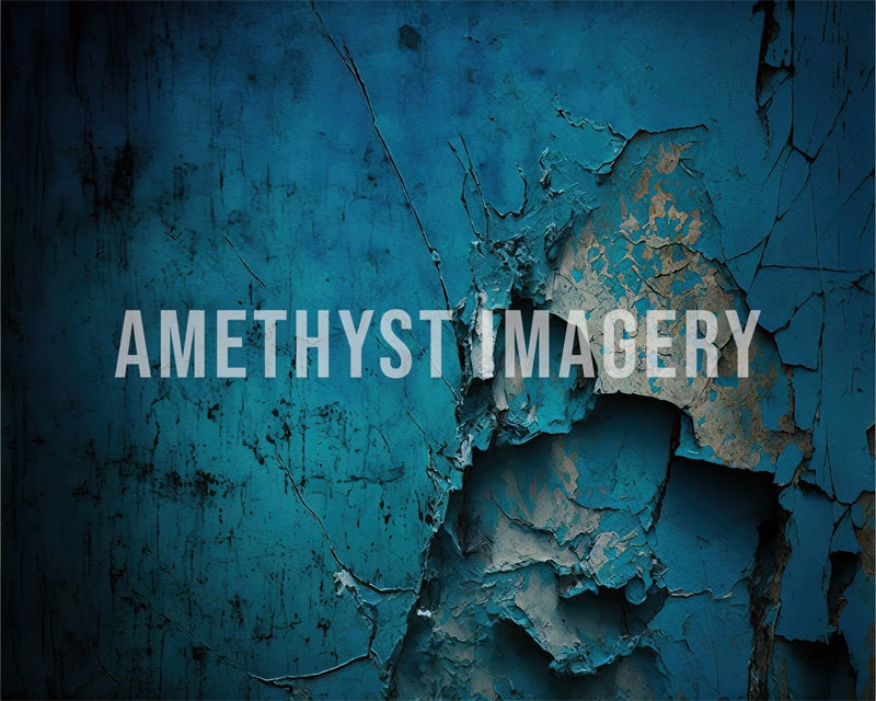 Kate Blue Paint Cracked Wall Backdrop Designed by Angela Marie Photography - Kate Backdrop AU