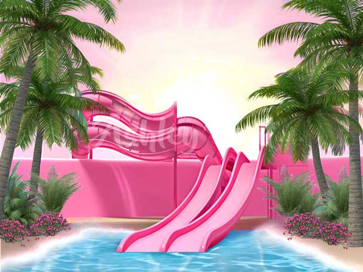 Kate Water Slide Pool Fun Backdrop Designed by Ashley Paul - Kate Backdrop AU