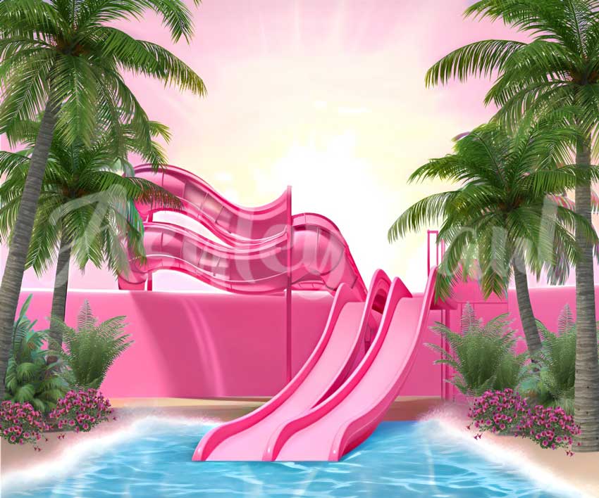 Kate Water Slide Pool Fun Backdrop Designed by Ashley Paul - Kate Backdrop AU