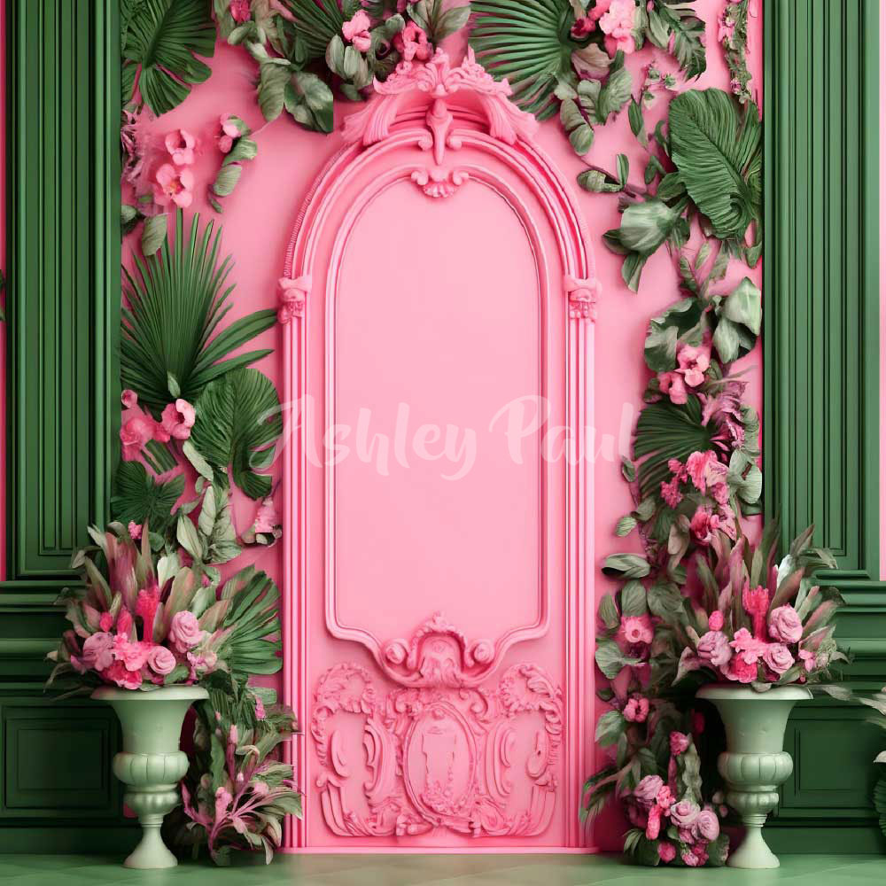 Kate Tropical Pink Flower Wall Backdrop Designed by Ashley Paul - Kate Backdrop AU