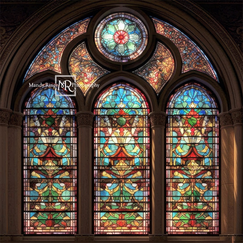 Kate Arched Stained Glass Window Backdrop Designed by Mandy Ringe Photography - Kate Backdrop AU