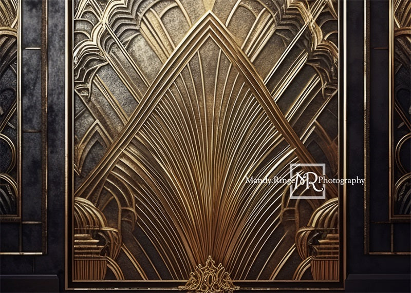 Kate Black Gold Art Deco Gatsby Door Backdrop Designed by Mandy Ringe Photography - Kate Backdrop AU