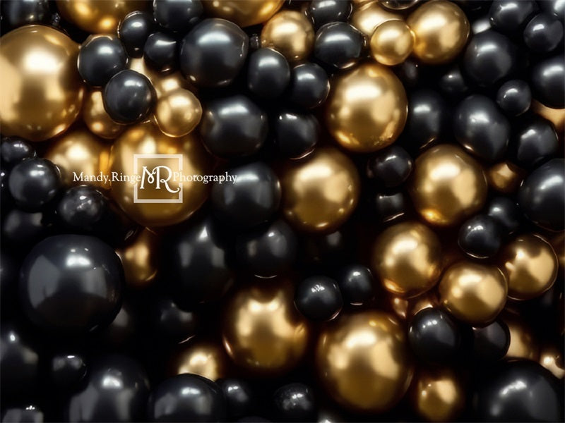 Kate Black Gold Balloon Party Backdrop Designed by Mandy Ringe Photography - Kate Backdrop AU