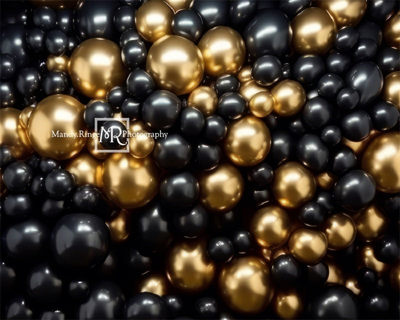 Kate Black Gold Balloon Party Backdrop Designed by Mandy Ringe Photography - Kate Backdrop AU