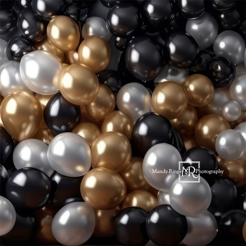 Kate White Black Gold Balloon Party Backdrop Designed by Mandy Ringe Photography - Kate Backdrop AU