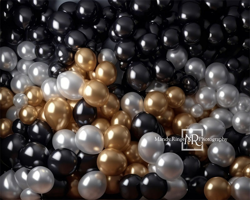 Kate White Black Gold Balloon Party Backdrop Designed by Mandy Ringe Photography - Kate Backdrop AU