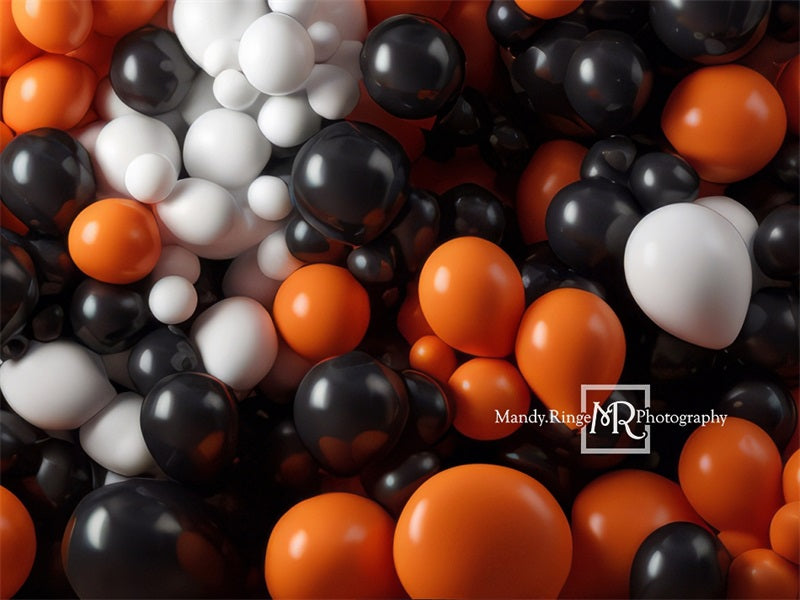 Kate Orange Black White Balloon Party Backdrop Designed by Mandy Ringe Photography - Kate Backdrop AU