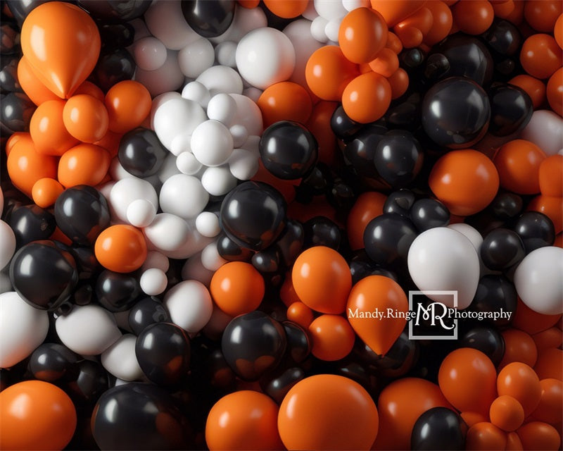 Kate Orange Black White Balloon Party Backdrop Designed by Mandy Ringe Photography - Kate Backdrop AU