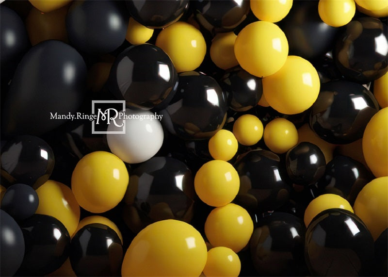 Kate Yellow Black Balloon Party Backdrop Designed by Mandy Ringe Photography - Kate Backdrop AU