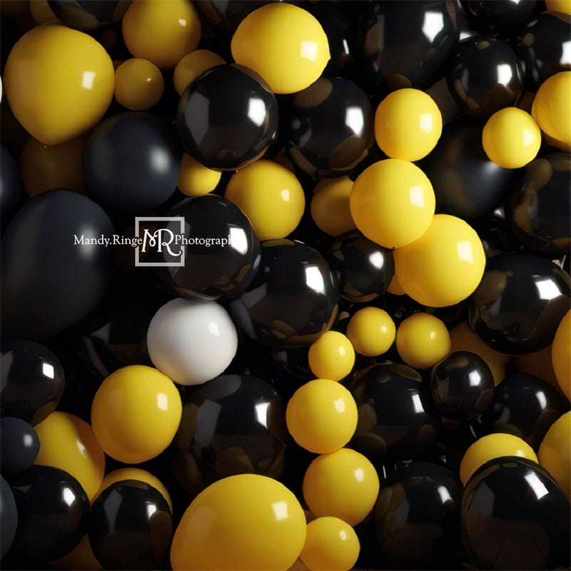 Kate Yellow Black Balloon Party Backdrop Designed by Mandy Ringe Photography - Kate Backdrop AU
