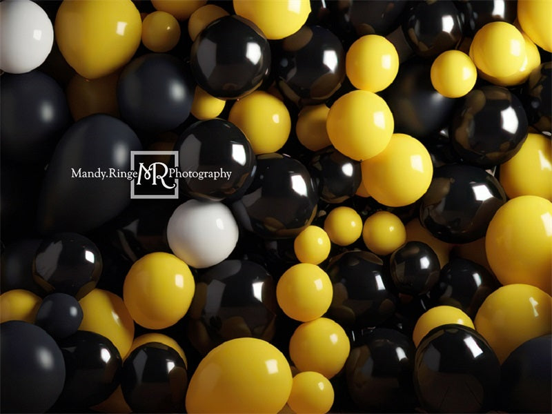 Kate Yellow Black Balloon Party Backdrop Designed by Mandy Ringe Photography - Kate Backdrop AU