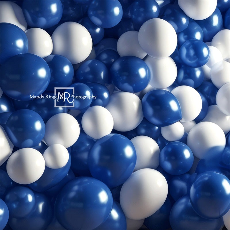 Kate Blue White Balloon Party Backdrop Designed by Mandy Ringe Photography - Kate Backdrop AU