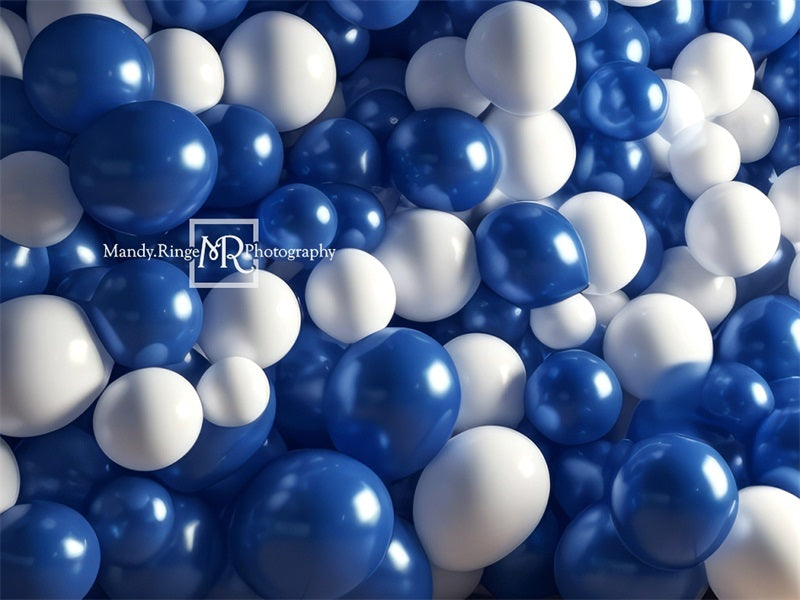 Kate Blue White Balloon Party Backdrop Designed by Mandy Ringe Photography - Kate Backdrop AU