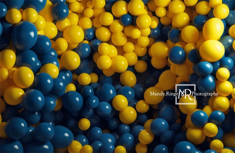 Kate Blue Yellow Balloon Party Backdrop Designed by Mandy Ringe Photography - Kate Backdrop AU