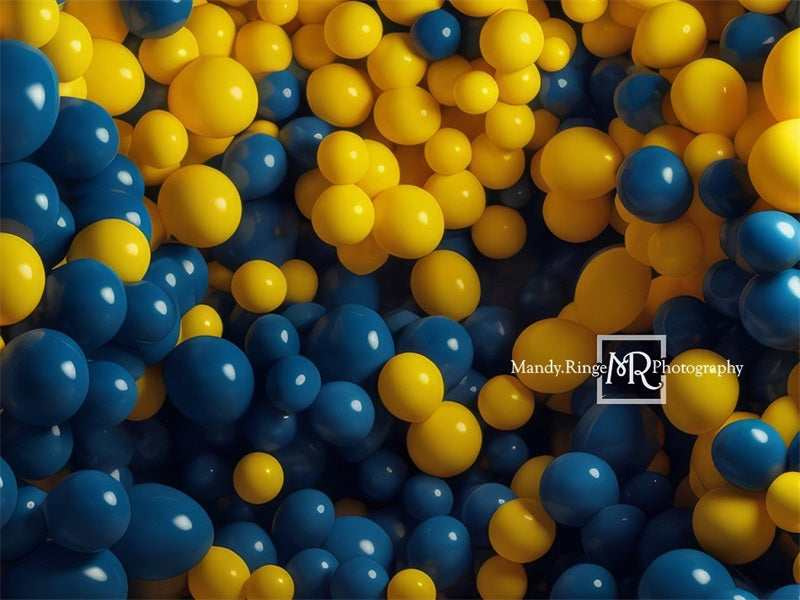 Kate Blue Yellow Balloon Party Backdrop Designed by Mandy Ringe Photography - Kate Backdrop AU