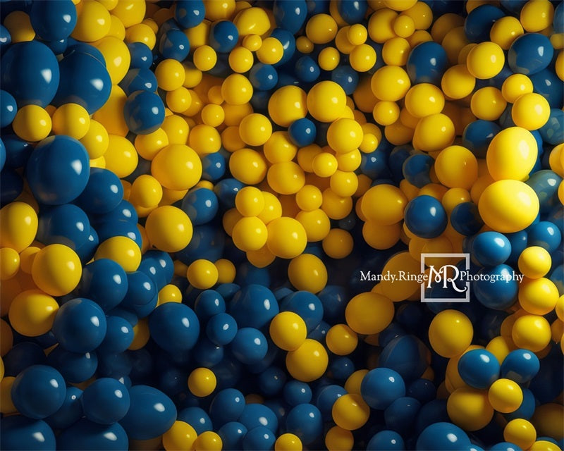 Kate Blue Yellow Balloon Party Backdrop Designed by Mandy Ringe Photography - Kate Backdrop AU