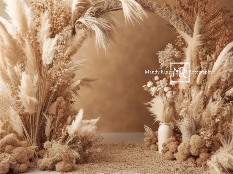 Kate Boho Dried Florals Neutral Arch Backdrop Designed by Mandy Ringe Photography - Kate Backdrop AU
