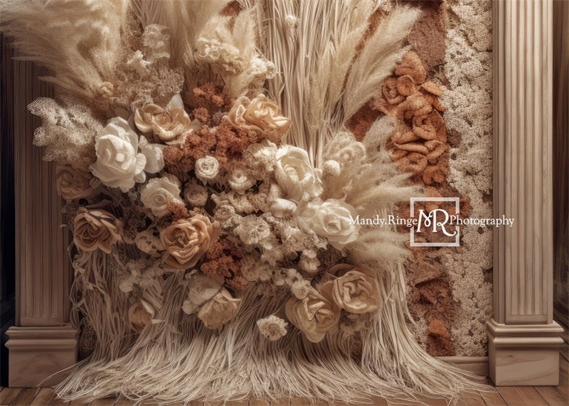 Kate Boho Dried Florals Tapestry Backdrop Designed by Mandy Ringe Photography - Kate Backdrop AU
