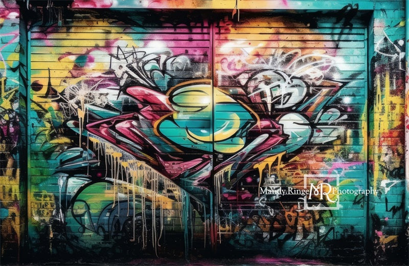 Kate Colorful Graffiti Wall Backdrop Designed by Mandy Ringe Photography - Kate Backdrop AU