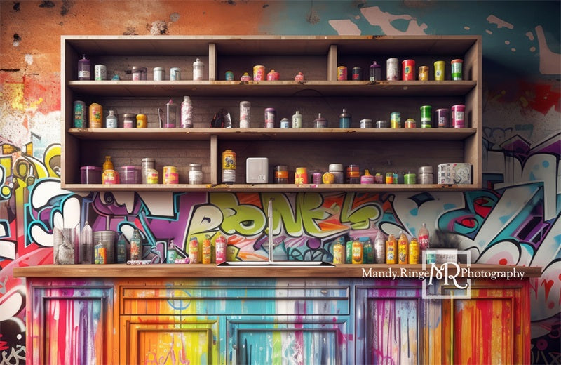 Kate Colorful Paint Cabinets Backdrop Designed by Mandy Ringe Photography - Kate Backdrop AU