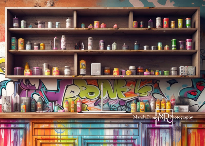 Kate Colorful Paint Cabinets Backdrop Designed by Mandy Ringe Photography - Kate Backdrop AU