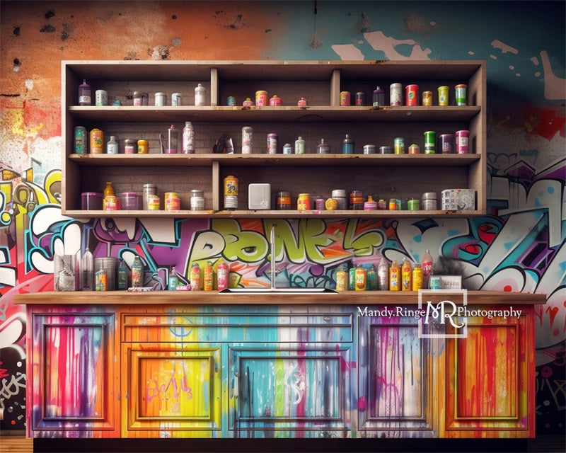 Kate Colorful Paint Cabinets Backdrop Designed by Mandy Ringe Photography - Kate Backdrop AU