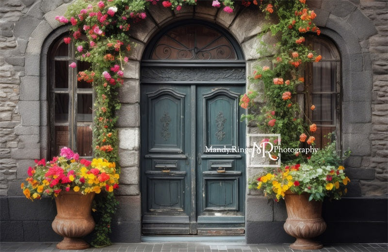 Kate Colorful Summer Flowers Ornate Door Backdrop Designed by Mandy Ringe Photography - Kate Backdrop AU