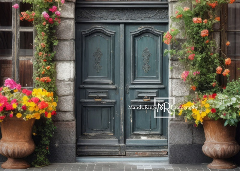 Kate Colorful Summer Flowers Ornate Door Backdrop Designed by Mandy Ringe Photography - Kate Backdrop AU