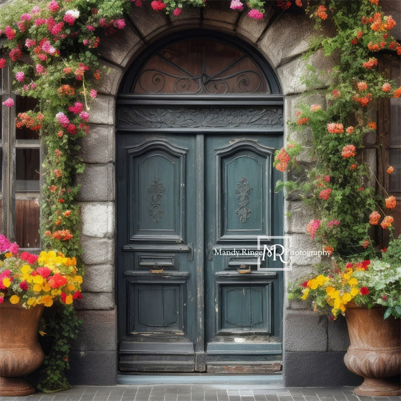 Kate Colorful Summer Flowers Ornate Door Backdrop Designed by Mandy Ringe Photography - Kate Backdrop AU