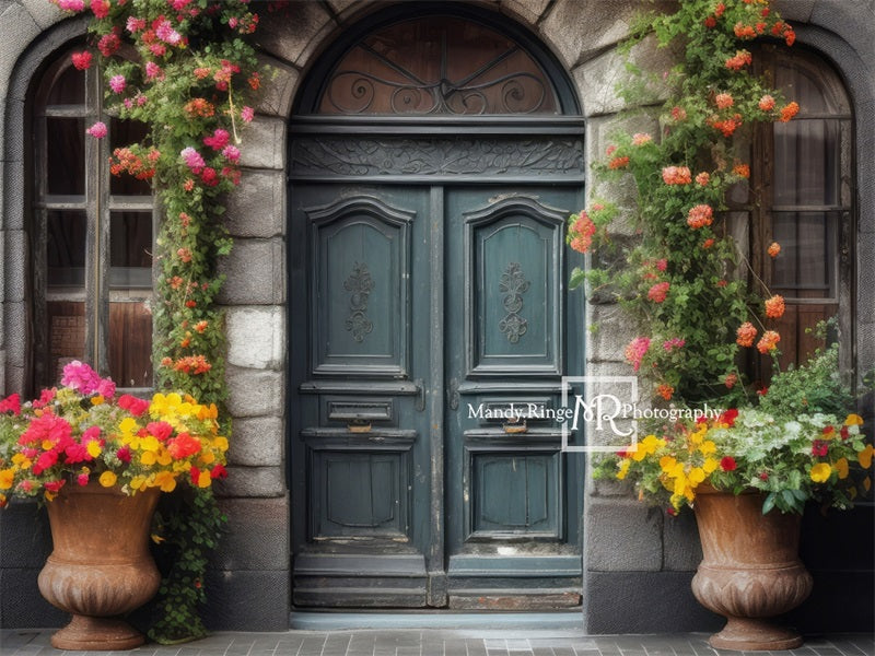 Kate Colorful Summer Flowers Ornate Door Backdrop Designed by Mandy Ringe Photography - Kate Backdrop AU