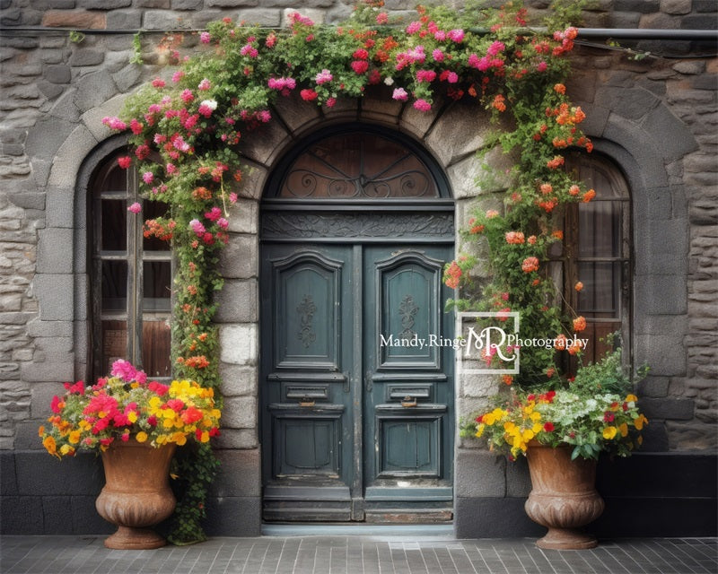 Kate Colorful Summer Flowers Ornate Door Backdrop Designed by Mandy Ringe Photography - Kate Backdrop AU