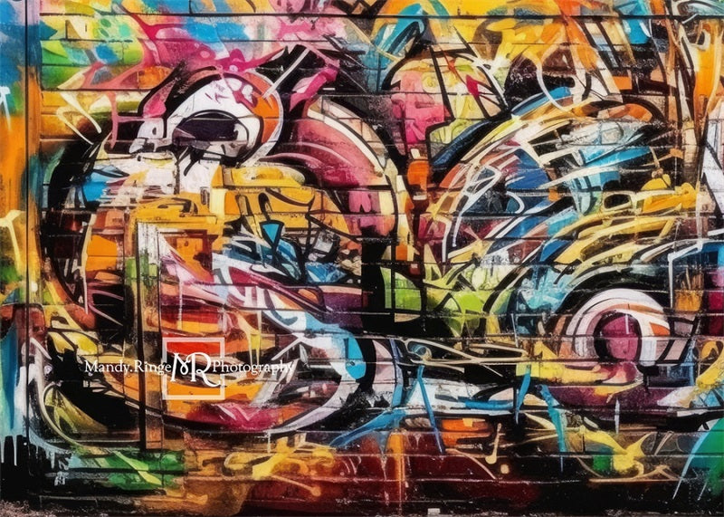 Kate Colorful Urban Graffiti Wall Backdrop Designed by Mandy Ringe Photography - Kate Backdrop AU