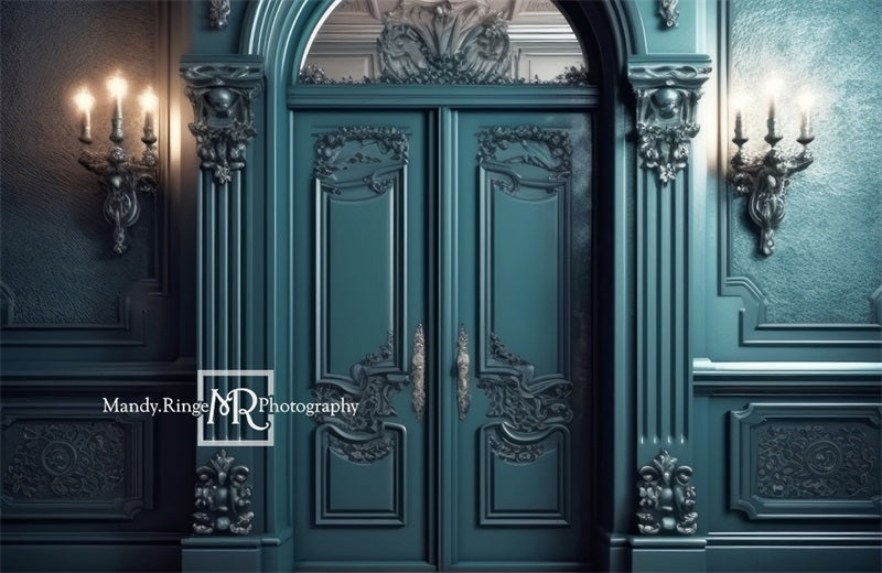 Kate Dark Teal Ornate Victorian Wall Door Designed by Mandy Ringe Photography - Kate Backdrop AU