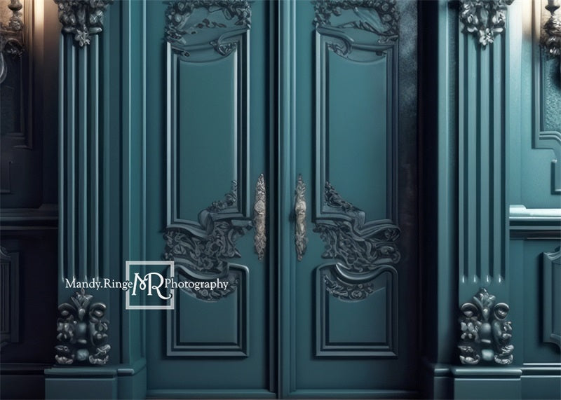 Kate Dark Teal Ornate Victorian Wall Door Designed by Mandy Ringe Photography - Kate Backdrop AU