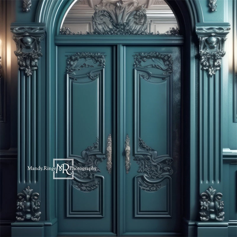 Kate Dark Teal Ornate Victorian Wall Door Designed by Mandy Ringe Photography - Kate Backdrop AU