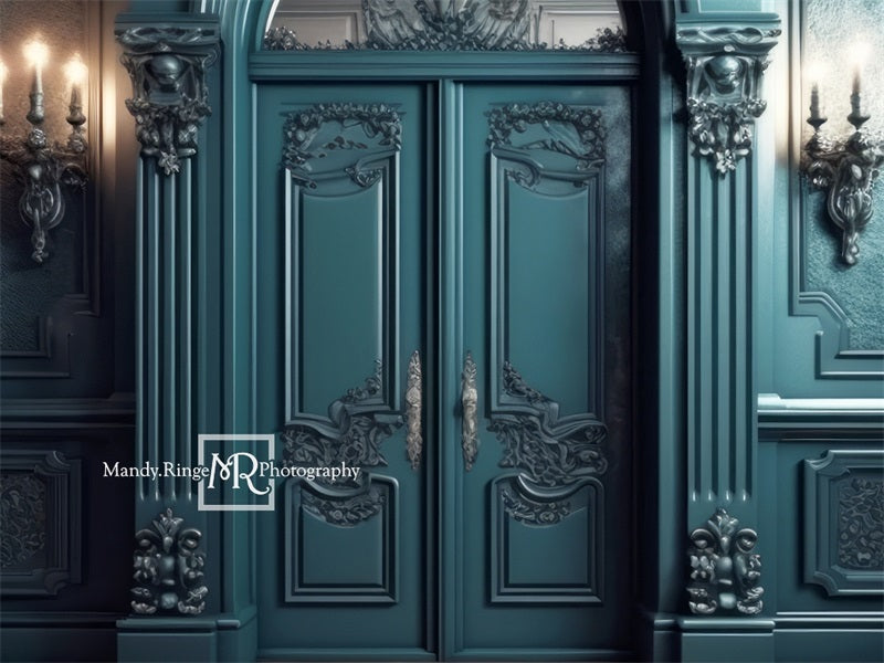 Kate Dark Teal Ornate Victorian Wall Door Designed by Mandy Ringe Photography - Kate Backdrop AU