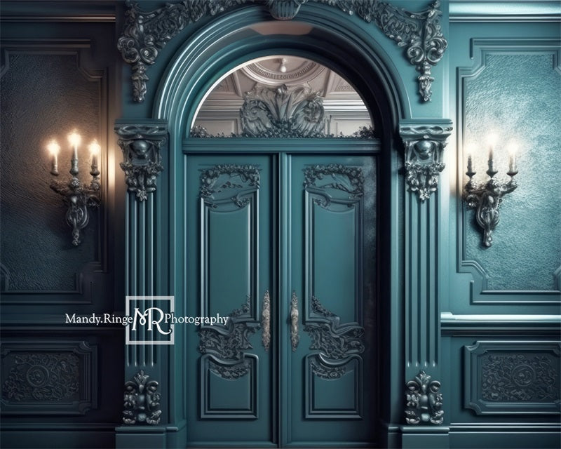 Kate Dark Teal Ornate Victorian Wall Door Designed by Mandy Ringe Photography - Kate Backdrop AU