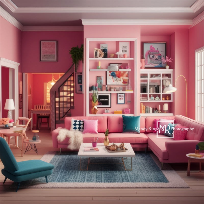 Kate Dollhouse Backdrop Pink Living Room Designed by Mandy Ringe Photography - Kate Backdrop AU