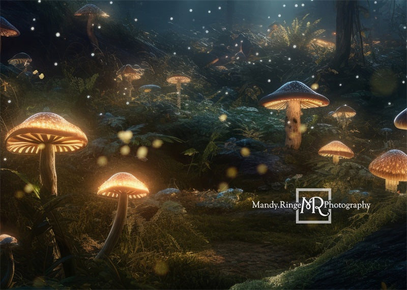 Kate Enchanted Mushroom Backdrop Forest Night Designed by Mandy Ringe Photography - Kate Backdrop AU
