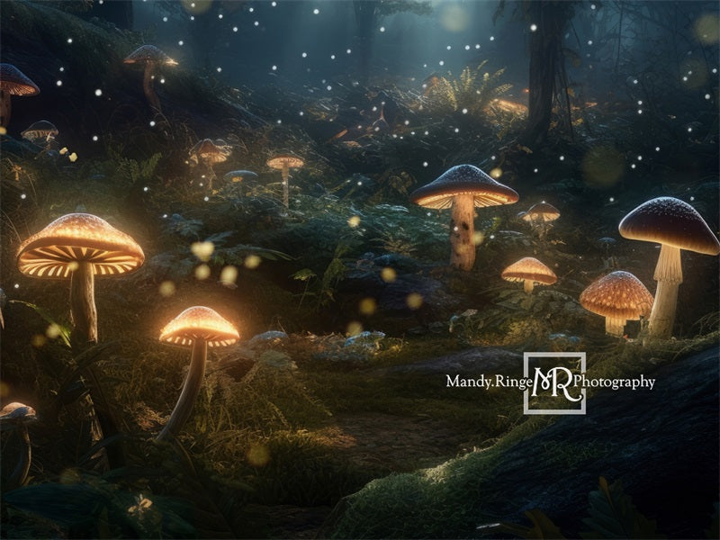 Kate Enchanted Mushroom Backdrop Forest Night Designed by Mandy Ringe Photography - Kate Backdrop AU