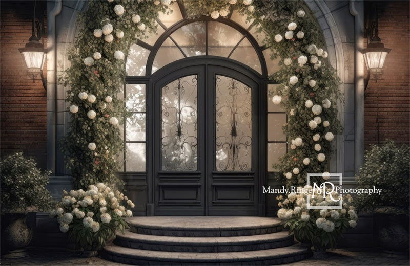 Kate Front Door Hydrangea Flower Night Backdrop Designed by Mandy Ringe Photography - Kate Backdrop AU