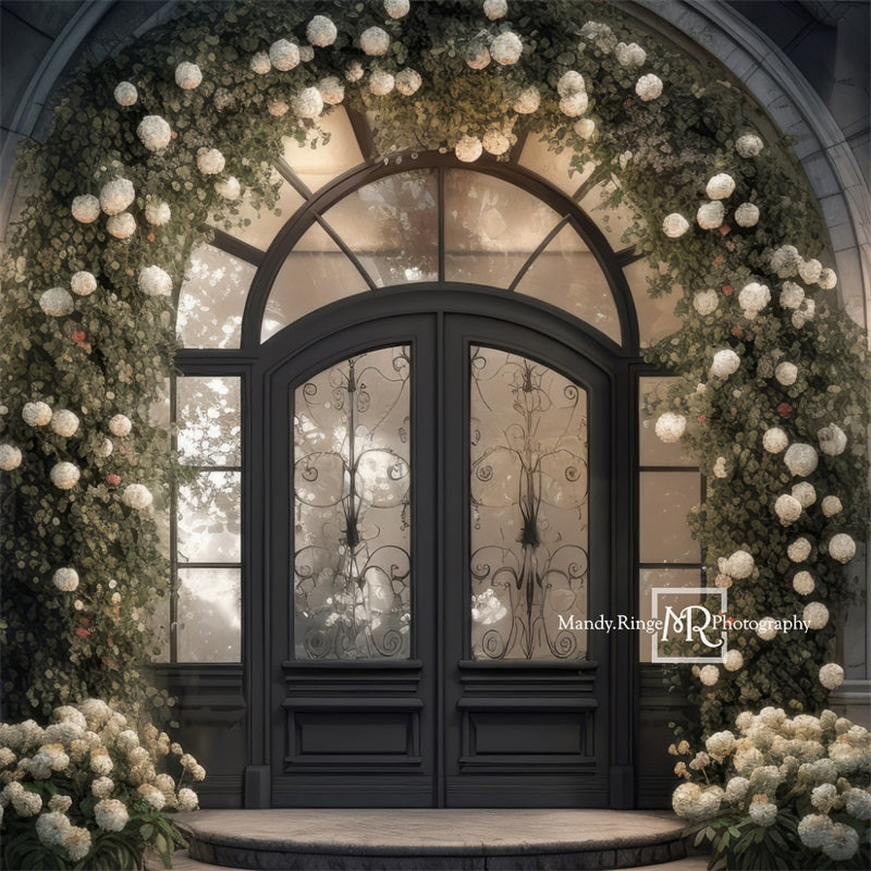 Kate Front Door Hydrangea Flower Night Backdrop Designed by Mandy Ringe Photography - Kate Backdrop AU