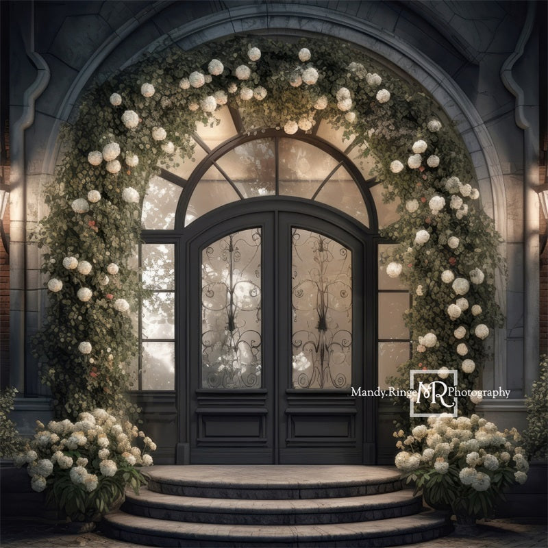 Kate Front Door Hydrangea Flower Night Backdrop Designed by Mandy Ringe Photography - Kate Backdrop AU