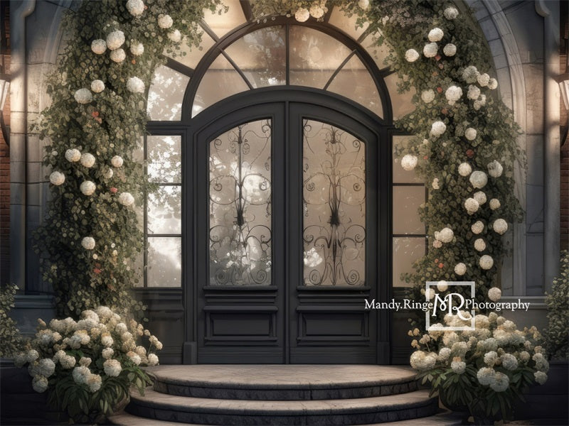 Kate Front Door Hydrangea Flower Night Backdrop Designed by Mandy Ringe Photography - Kate Backdrop AU