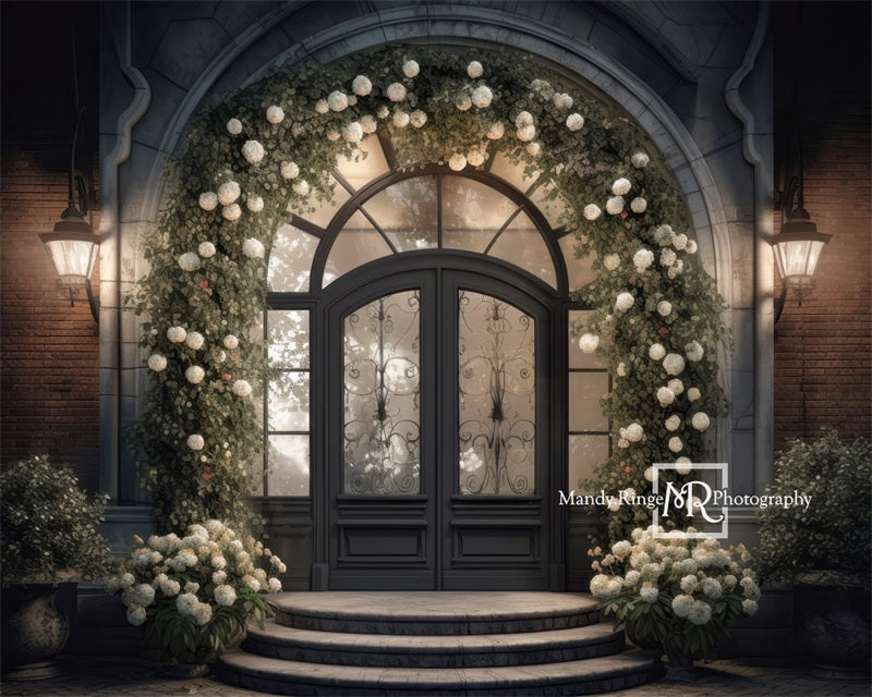 Kate Front Door Hydrangea Flower Night Backdrop Designed by Mandy Ringe Photography - Kate Backdrop AU
