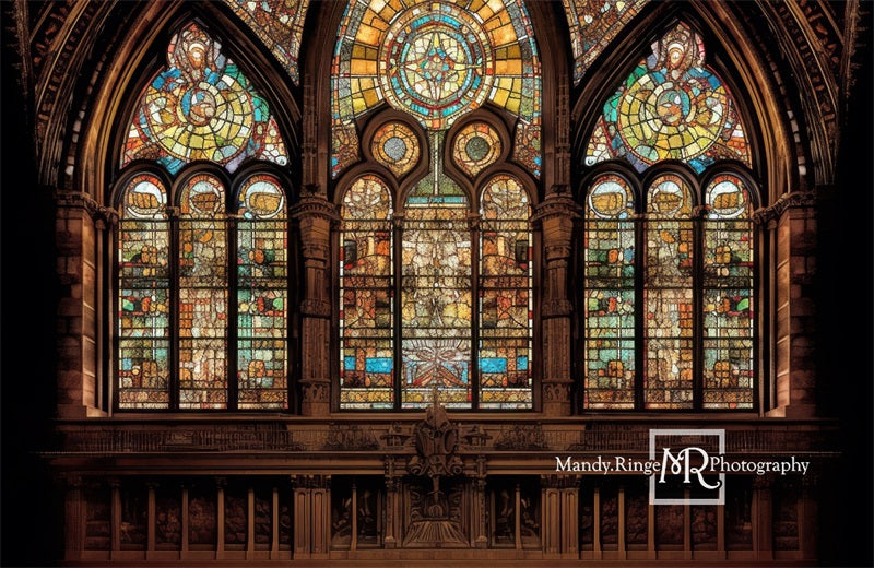 Kate Gothic Arched Stained Glass Window Backdrop Designed by Mandy Ringe Photography - Kate Backdrop AU