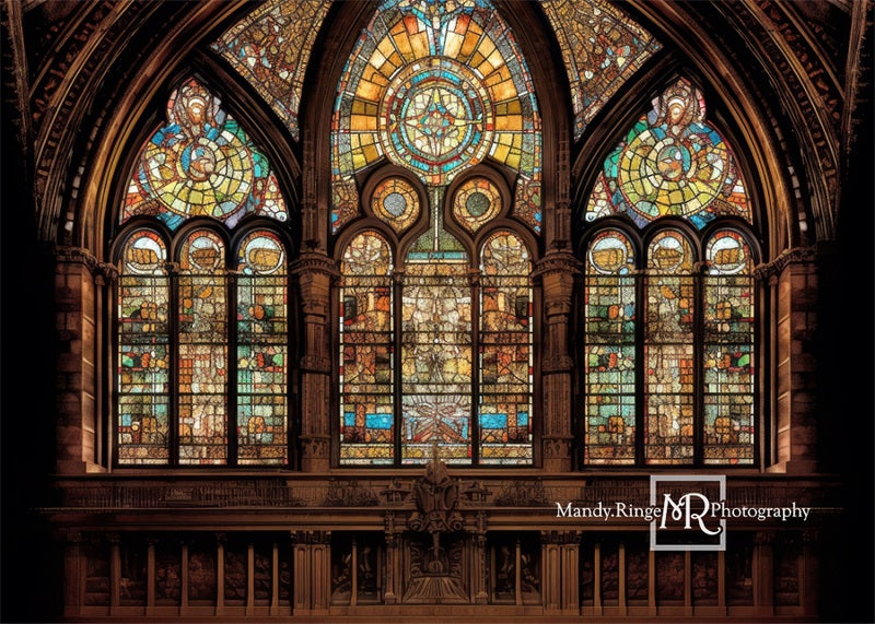 Kate Gothic Arched Stained Glass Window Backdrop Designed by Mandy Ringe Photography - Kate Backdrop AU